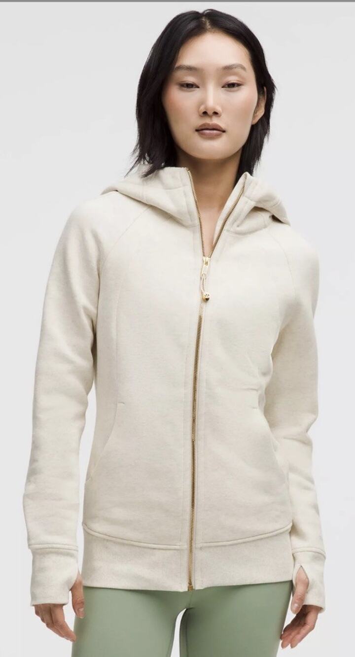 Lululemon Scuba Full Zip Hoodie 6 Heathered Gray Hood LW3KAMS Jacket Sweatshirt
